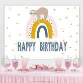 Paresseux endormi et arc-en-ciel Joyeux anniversaire des enfants Toile de fond